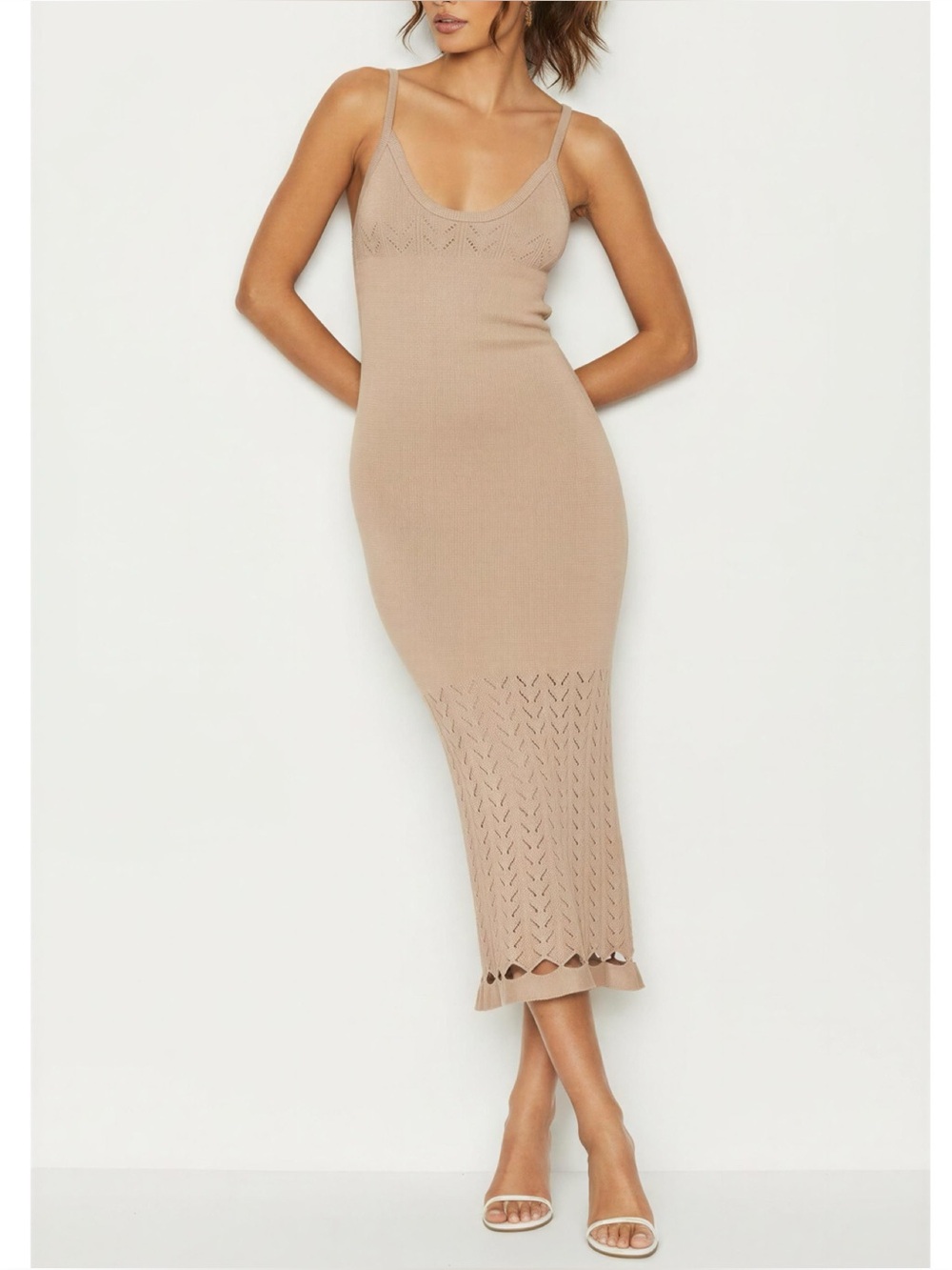 PEIXOTO Nora Knit Midi Dress, Tan, Large